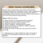 Black & Gold Funeral Slideshow Template, Celebration of Life (Canva, 30 Slides, MP4)