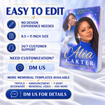 Blue & Gold Funeral Program Template: 12-Page Memorial (Canva PDF)