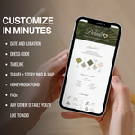Green & White Floral Wedding Website Template with RSVP: Editable Canva Design (Digital Download)