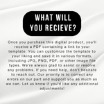 What you receive: a PDF with a link to your editable Canva template