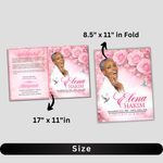 Pink Roses Funeral Program Template: 8-Page Memorial (Canva, PDF Download)