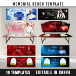 Memorial Bench 10 Canva Templates, Editable, Roses Design, Celebration of Life (PDF File)