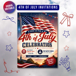 4th of July Invitations, Fourth of July Patriotic Flag Birthday Editable Flyer, ANY event BBQ Invite, Block party, Printable Instant Access
