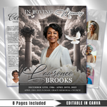 Black Funeral Program Template: 8-Page Memorial, Celebration of Life (Canva Template, PDF Download)