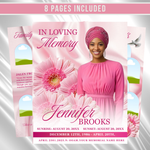 Pink Roses Funeral Program Template: 8-Page Memorial (Canva PDF)