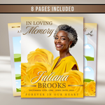 Yellow Gold Funeral Program Template: 8-Page Memorial Program