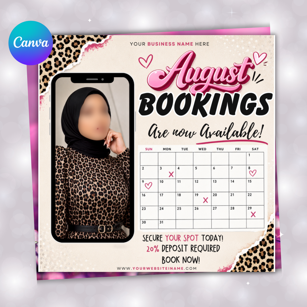 April Booking Calendar Editable Template, April Flyers Template April Bookings Flyer Canva For Lash Hair Nails MUA (Digital Download)