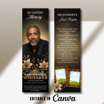 Black & Gold Memorial Bookmark Template: Funeral Keepsake (Canva PDF)