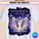 In loving Memory PNG, Purple & white Memorial EDITABLE, Heaven Background Template Stairs to Heaven, Funeral Shirt Design, Instant Download