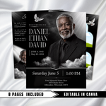 Black Cloud Funeral Program Template: 8-Page Memorial (Canva Template, PDF Download)