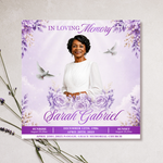 Purple Funeral Announcement Flyer: Celebration of Life (Canva Template, Digital Download, 8x8