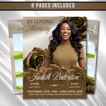 Royal Brown Roses Funeral Program Template: 8-Page Memorial (Canva PDF)