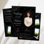 Black Funeral Program Template: 8-Page Memorial (Canva PDF)
