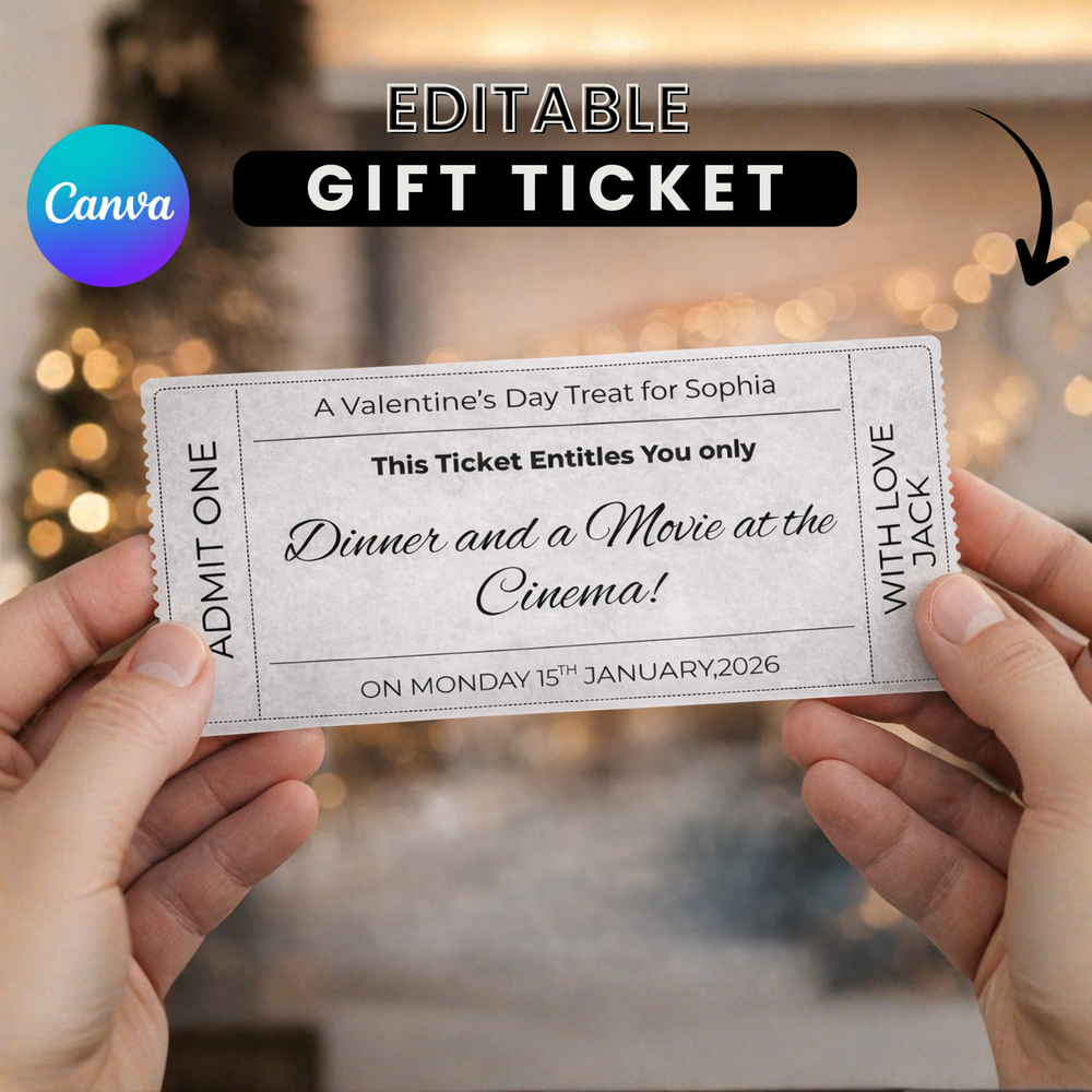 Editable Gift Ticket Template: DIY Birthday Voucher (Canva Template)