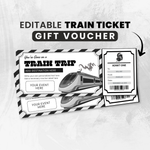 Editable Train Ticket Gift Voucher, Printable Boarding Pass (Digital Download)
