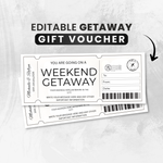 Getaway Gift Voucher, Editable Travel Coupon Ticket, Printable Trip Away Certificate Template (Digital Download)