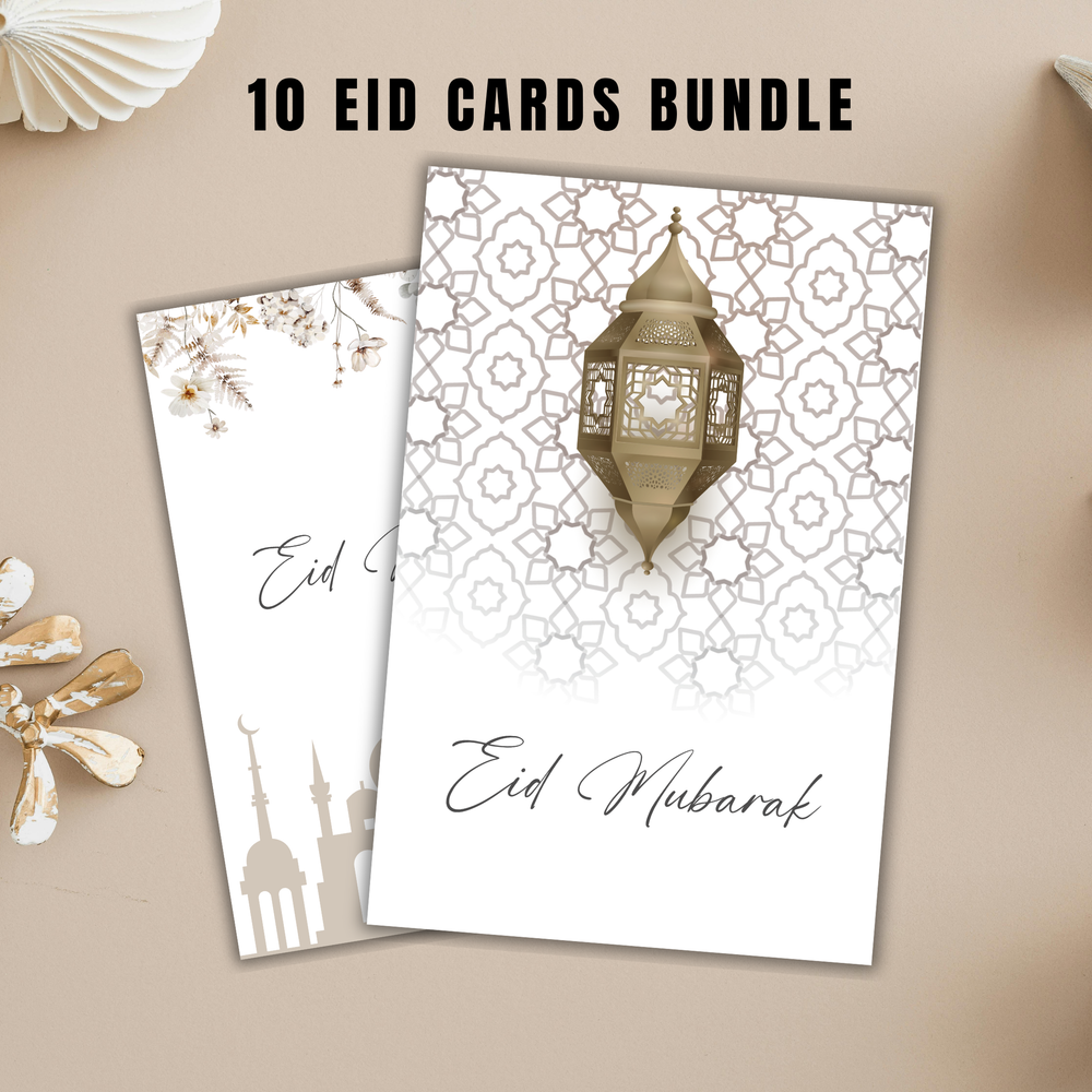 Eid Mubarak Card Bundle | Modern Greeting Cards, 4x6 in (Digital Download)