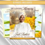 Yellow & Brown Roses Funeral Program Template: 8-Page Memorial (Canva PDF)