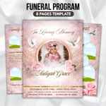 Baby Girl Funeral Program Template, 8-Page Memorial (Canva, PDF)