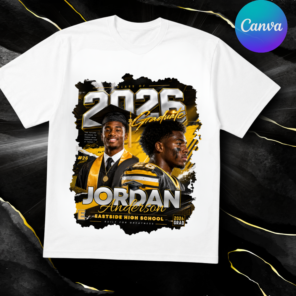 Class of 2026 Graduation Shirt Design Template, Senior College Grad TShirt (Canva Download)