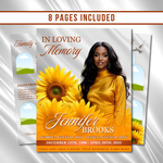 Yellow Roses Funeral Program Template: 8-Page Memorial (Canva PDF)