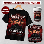Memorial T-Shirt Canva Template, Red Heavenly In Loving Memory, Celebration of Life Design