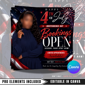 4th of July Beauty Salon Flyer: Independence Day Deals (Canva Template Digital Download
