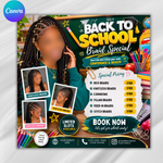 Back to School Hair Flyer: Braid Special, DIY Canva Template Canva Editable