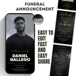 Memorial Announcement Canva Template | Editable Funeral Invitation | Celebration of Life with Photo