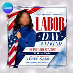 Labor Day Weekend Event Flyer – American Flag Stripes – editable Canva template, main preview