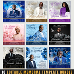 Memorial Template Bundle, Funeral Announcement Flyer: Editable Canva Template (Digital Download)