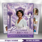 Purple Roses Funeral Program Template: 8-Page Memorial, Celebration of Life (Canva, PDF Download)