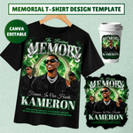 Memorial T-Shirt Canva Template, Green Heavenly In Loving Memory, Celebration of Life Design