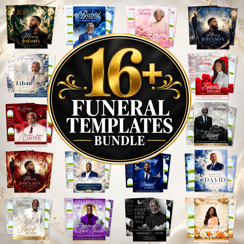 Funeral Program Template Bundle, Editable Canva Memorial Booklet, Celebration of Life, Obituary Order of Service, 8.5x11 Bifold