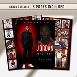 Red Funeral Program Canva Template | Red Theme | 8 Page Memorial Booklet