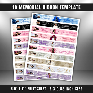 Memorial Ribbon Templates – Classic Set of 10 – editable Canva template, main preview
