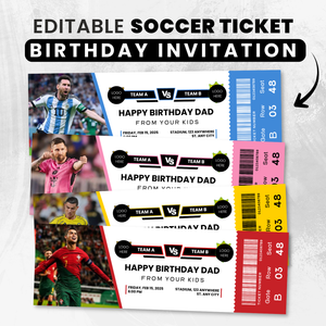Editable Soccer Ticket Template, Customizable Game Day, Birthday, Party Ticket | Canva Printable Digital
