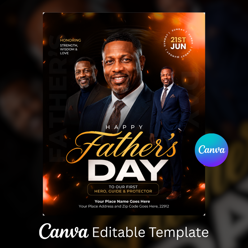 Father's Day Night of Honor Flyer Template, Modern Red Black (Canva Download)