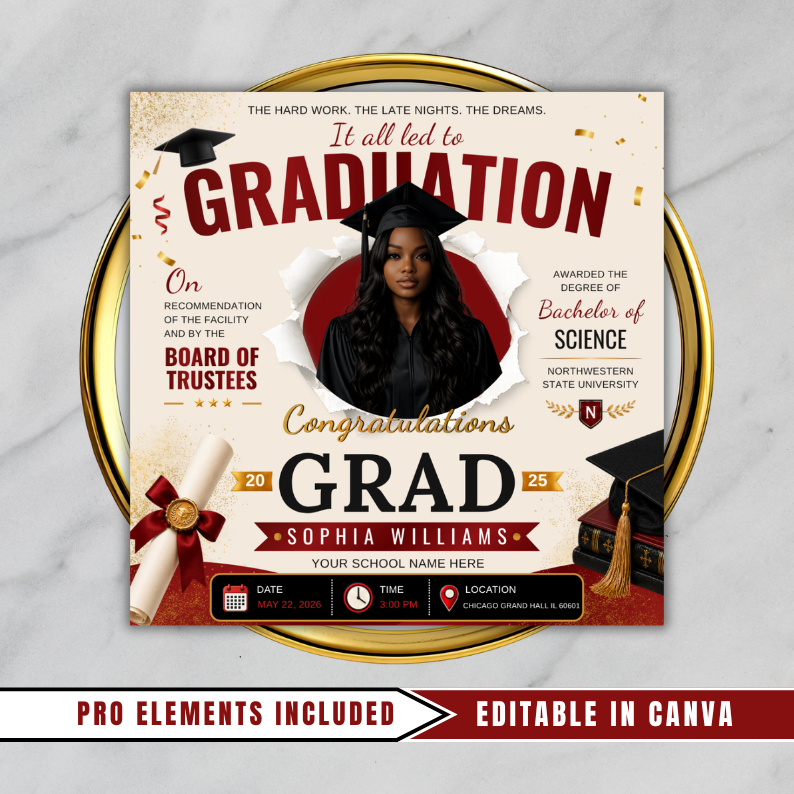Graduate Flyer, Graduation Invitation, College Decision, Class of 2026 Flyer, Senior Grad Announce, Canva Editable