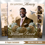 Brown Funeral Program Template: 8-Page Memorial, Celebration of Life (Canva, PDF Download)