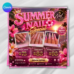 Summer Nail Sale Flyer, Summer Sale Flyer, Nail Tech Sale Flyer, Nail Deal Promo, Nail Booking Flyer, Nail Appointment Flyer Canva Editable