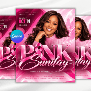 Faith Pink Sunday Church Flyer Template | Fundraising Event Flyer | Worship Service Flyer | Digital Download