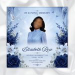 Blue Funeral Announcement Flyer: Celebration of Life (Canva Template, 8x8