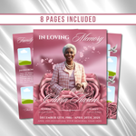 Pink Roses Funeral Program Template: 8-Page Memorial (Canva PDF)