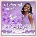 Purple Rose Funeral Announcement Flyer: Celebration of Life (Canva Template, Digital Download)