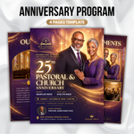 Purple Pastoral Anniversary Program Template, Pastor Appreciation, Church Anniversary, Church Services Program, Editable Canva, Church