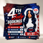 July Booking Flyer, July Bookings, 4th of July Booking Flyer, July Books Open, Appointment Flyer, Hair Nails Lashes Makeup, Book Now Flyer