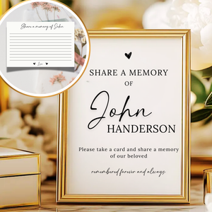 Minimalist Funeral Memory Card and Sign (Digital Download)