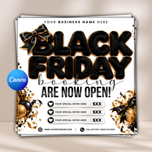 Black Friday Beauty Salon Flyer Template, Black Friday Booking Open, Hair Nails Lashes Makeup Canva Template, Editable November Flyer, Instant Download