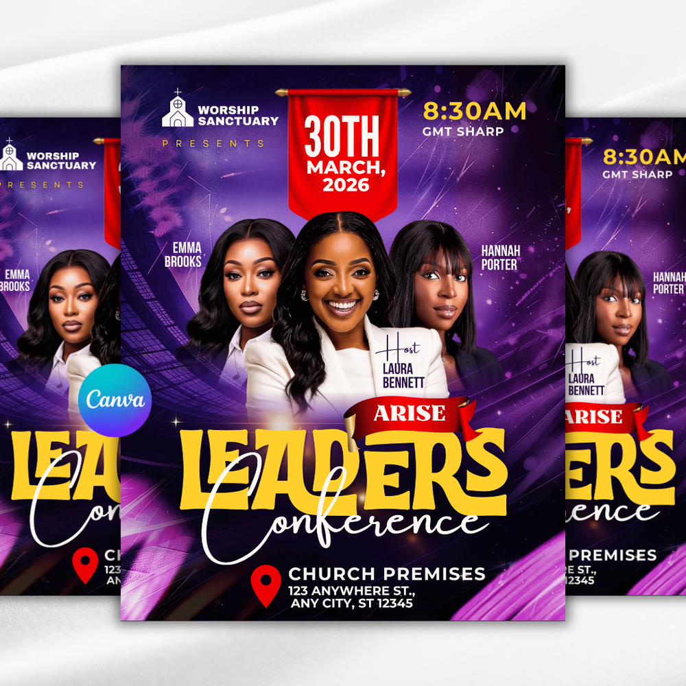Arise Leaders Conference Flyer Template, Church Leadership Conference Flyer, Editable Canva Church Event Poster, Ministry Conference